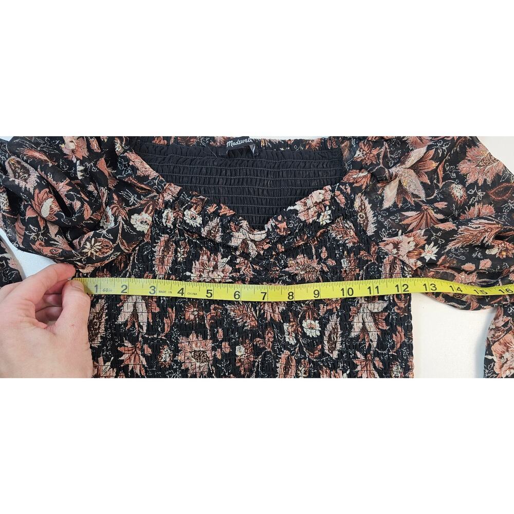 Madewell Sweetheart Lucie Top XS / S (?) Smocked sheer long sleeve arms EUC boho - Picture 6 of 7